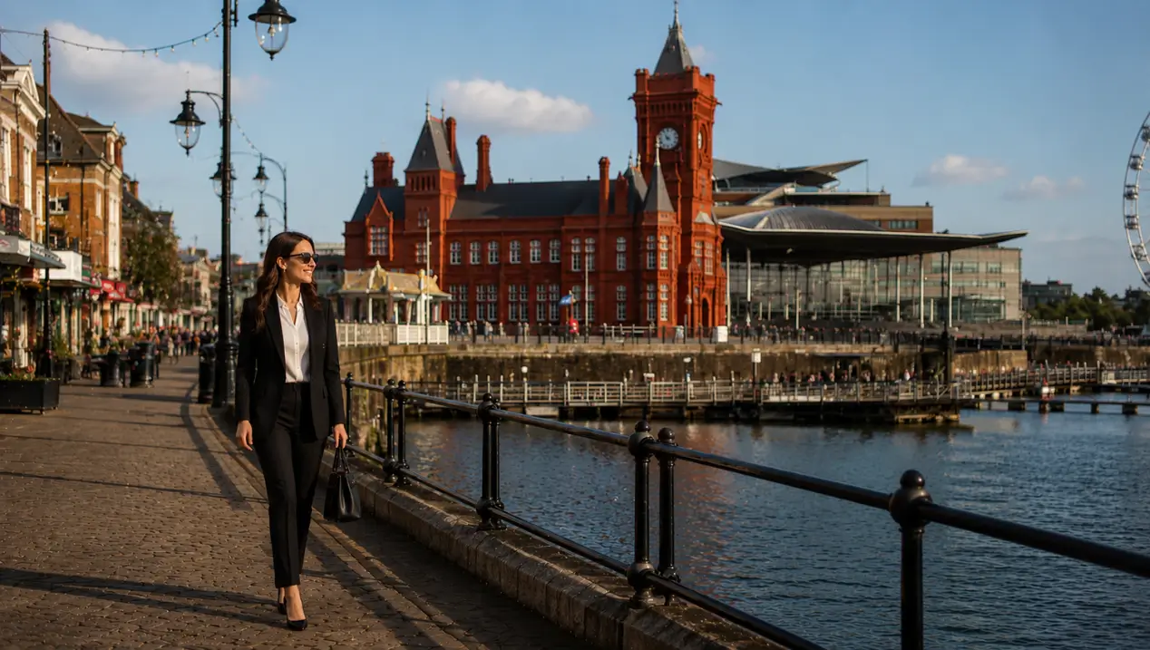 Woman Exploring Cardiff Bay