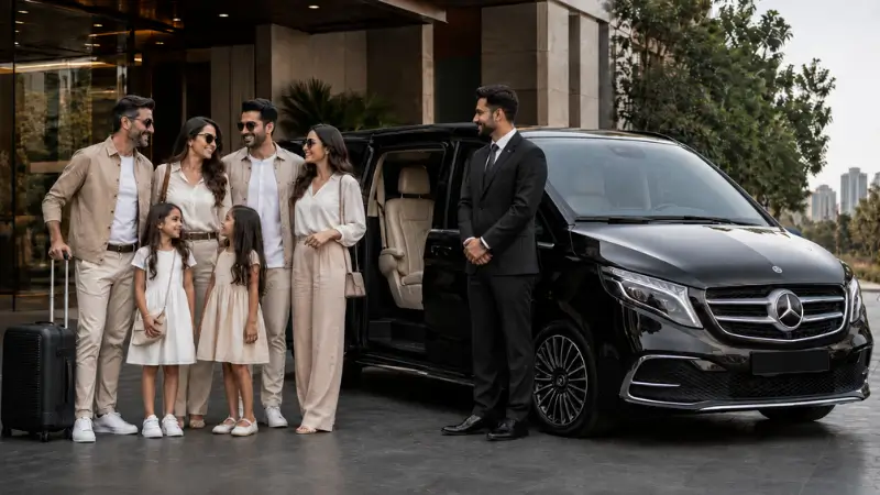 6 Seater Car With A Group of 6 People